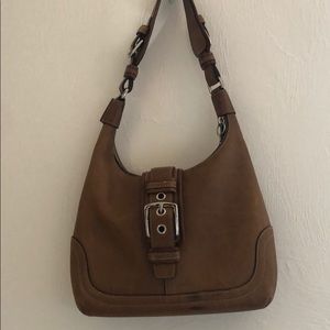 Coach buckle brown leather bag